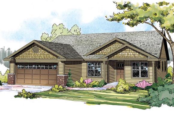 Cottage, Country, Craftsman, European, Ranch House Plan 60937 with 3 Beds, 2 Baths, 2 Car Garage Elevation