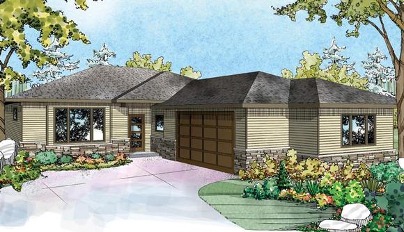 House Plan 60947 with 2 Beds, 2 Baths, 2 Car Garage Elevation