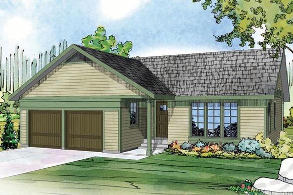 Contemporary, Country, Ranch House Plan 60950 with 3 Beds, 2 Baths, 2 Car Garage Elevation