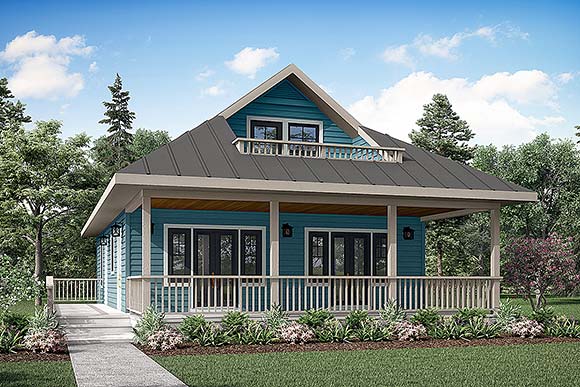 Cape Cod, Contemporary, Cottage, Country, Craftsman House Plan 60953 with 2 Beds, 2 Baths Elevation