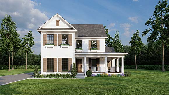Country, Farmhouse, Southern House Plan 61001 with 4 Beds, 3 Baths, 2 Car Garage Elevation