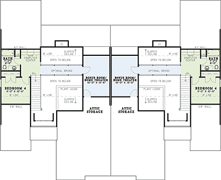 European Multi-Family Plan 61029 with 8 Beds, 6 Baths, 4 Car Garage Second Level Plan