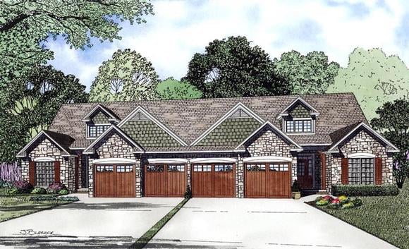 European Multi-Family Plan 61029 with 8 Beds, 6 Baths, 4 Car Garage Elevation