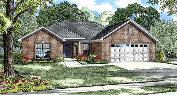 Traditional House Plan 61044 with 3 Beds, 2 Baths, 2 Car Garage Elevation
