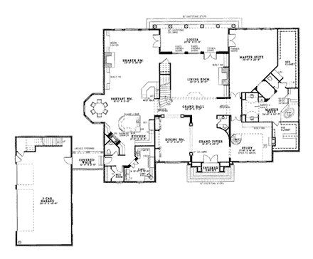 Colonial, Contemporary, Southern House Plan 61050 with 4 Beds, 6 Baths, 3 Car Garage First Level Plan