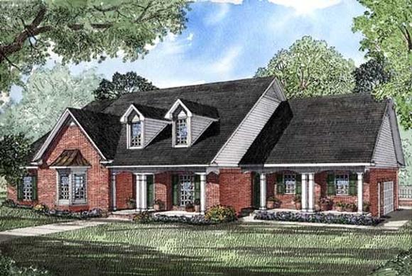 Country, Southern House Plan 61052 with 4 Beds, 4 Baths, 2 Car Garage Elevation