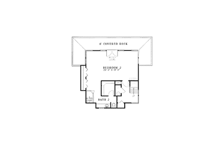 Country, Southern House Plan 61066 with 2 Beds, 3 Baths Second Level Plan