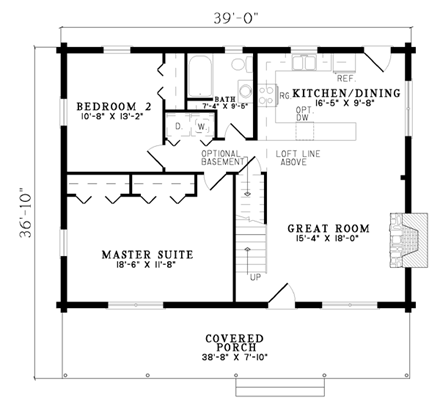 Country, Farmhouse, Log House Plan 61100 with 3 Beds, 2 Baths First Level Plan