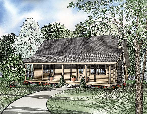 Country, Farmhouse, Log House Plan 61100 with 3 Beds, 2 Baths Elevation