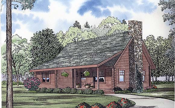 Log, Narrow Lot House Plan 61101 with 2 Beds, 2 Baths Elevation