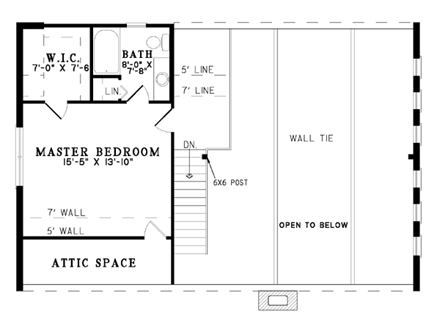 Log House Plan 61124 with 3 Beds, 2 Baths Second Level Plan