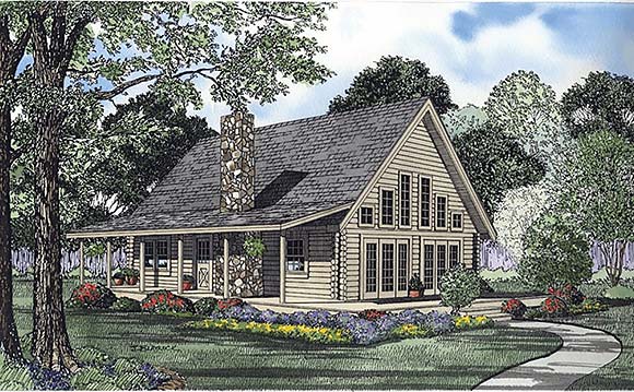 Log House Plan 61124 with 3 Beds, 2 Baths Elevation