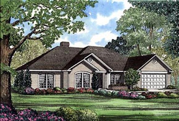 One-Story, Traditional House Plan 61170 with 4 Beds, 3 Baths, 2 Car Garage Elevation
