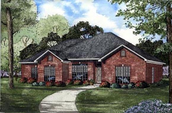 One-Story, Southern House Plan 61196 with 4 Beds, 2 Baths, 2 Car Garage Elevation