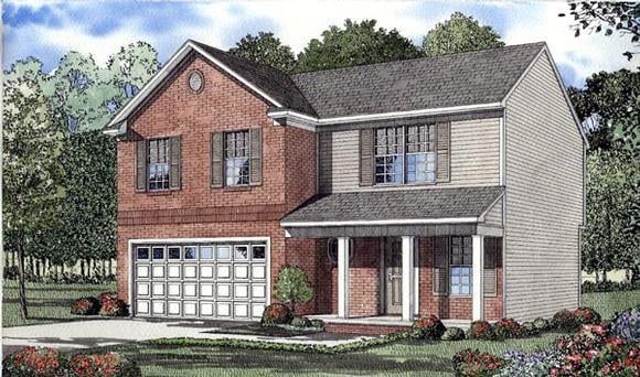 Colonial House Plan 61206 with 4 Beds, 3 Baths, 2 Car Garage Elevation