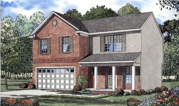 Colonial House Plan 61206 with 4 Beds, 3 Baths, 2 Car Garage Elevation