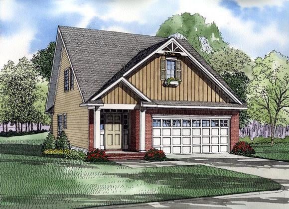 Narrow Lot House Plan 61214 with 3 Beds, 3 Baths, 2 Car Garage Elevation