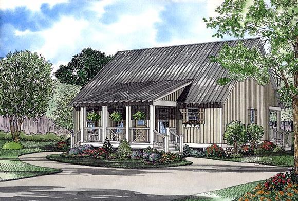 Country, Narrow Lot House Plan 61221 with 4 Beds, 2 Baths, 2 Car Garage Elevation