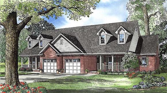 Country, One-Story Multi-Family Plan 61226 with 4 Beds, 4 Baths, 2 Car Garage Elevation