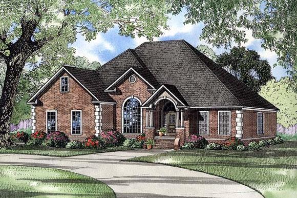European, One-Story House Plan 61231 with 4 Beds, 3 Baths, 2 Car Garage Elevation