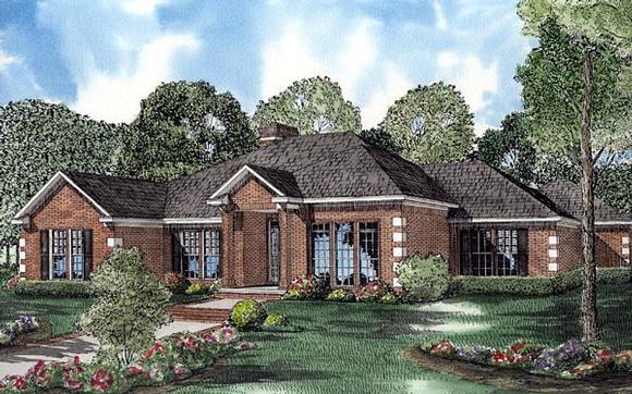 Contemporary, One-Story House Plan 61240 with 4 Beds, 3 Baths, 3 Car Garage Elevation