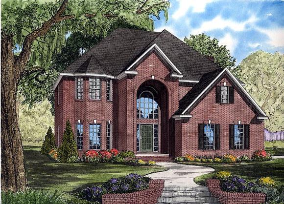 European House Plan 61257 with 3 Beds, 3 Baths, 2 Car Garage Elevation