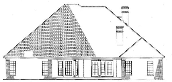 Traditional Plan with 2525 Sq. Ft., 4 Bedrooms, 3 Bathrooms, 2 Car Garage Rear Elevation