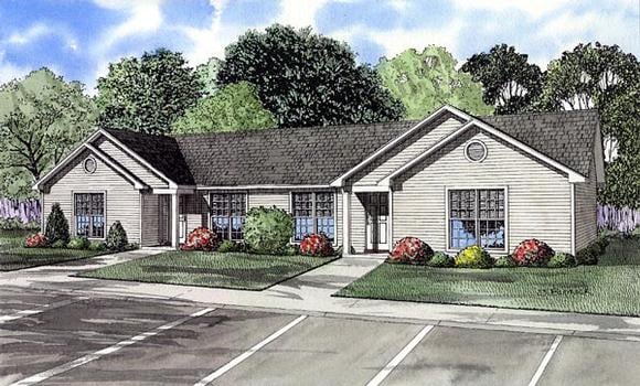 One-Story, Ranch Multi-Family Plan 61274 with 6 Beds, 2 Baths Elevation