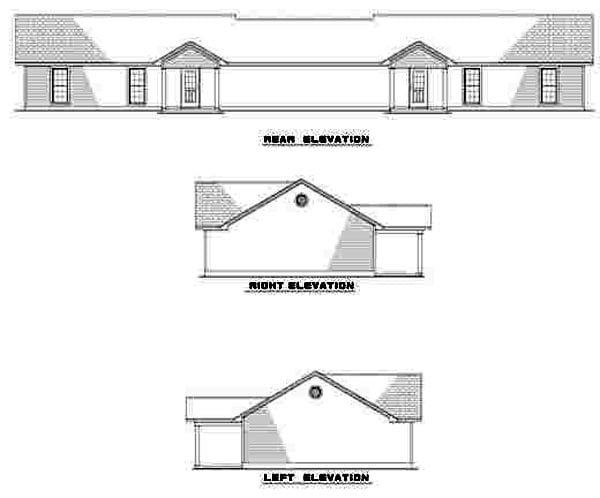 One-Story, Ranch Multi-Family Plan 61275 with 6 Beds, 2 Baths, 2 Car Garage Rear Elevation
