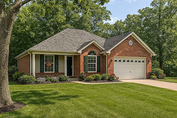 European, Traditional House Plan 61281 with 3 Beds, 2 Baths, 2 Car Garage Elevation