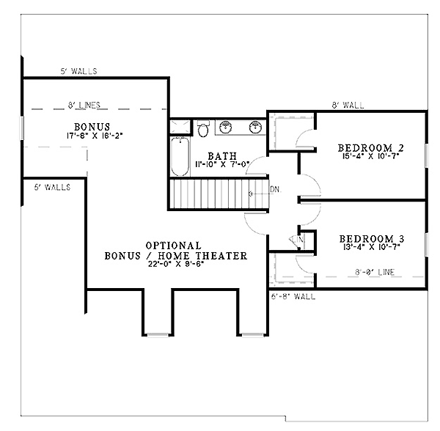 Country House Plan 61288 with 3 Beds, 3 Baths, 2 Car Garage Second Level Plan