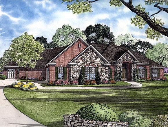 Traditional House Plan 61291 with 3 Beds, 5 Baths, 3 Car Garage Elevation