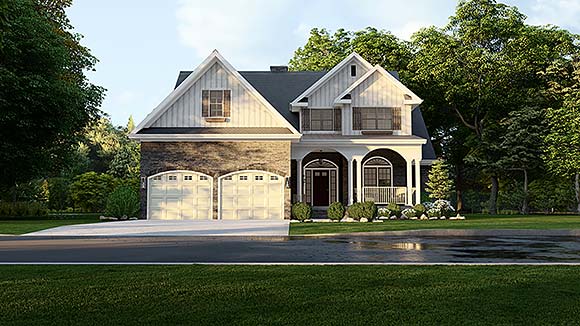 Country House Plan 61293 with 4 Beds, 3 Baths, 2 Car Garage Elevation