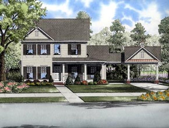 Colonial House Plan 61316 with 4 Beds, 3 Baths, 2 Car Garage Elevation