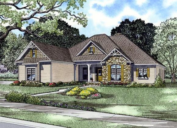 Craftsman, European, Tudor House Plan 61321 with 4 Beds, 3 Baths, 3 Car Garage Elevation