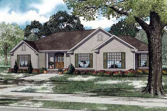 Traditional House Plan 61350 with 3 Beds, 3 Baths, 3 Car Garage Elevation