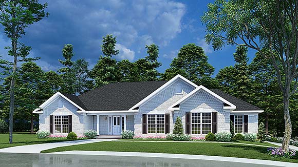 European, Traditional House Plan 61351 with 3 Beds, 3 Baths, 3 Car Garage Elevation