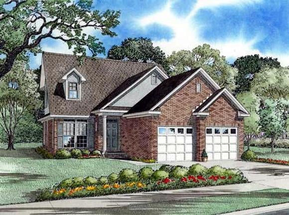 Country, European, Narrow Lot House Plan 61356 with 3 Beds, 3 Baths, 2 Car Garage Elevation