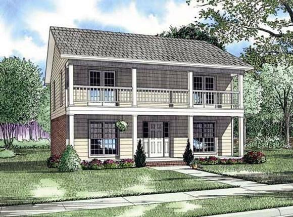 Southern, Traditional Multi-Family Plan 61370 with 4 Beds, 4 Baths Elevation