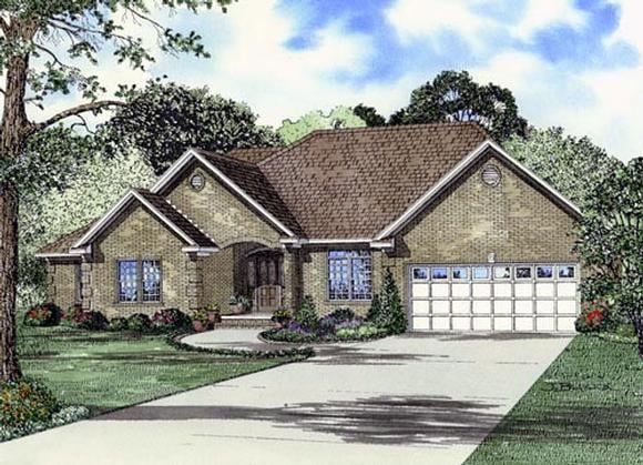 European, Traditional House Plan 61384 with 3 Beds, 3 Baths, 3 Car Garage Elevation