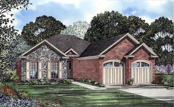 One-Story House Plan 61387 with 2 Beds, 2 Baths, 2 Car Garage Elevation