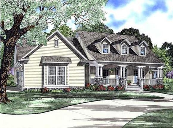 Cape Cod, Country, Craftsman House Plan 61393 with 4 Beds, 3 Baths, 3 Car Garage Elevation