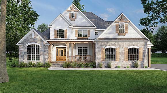 House Plan 61396 with 3 Beds, 3 Baths, 2 Car Garage Elevation