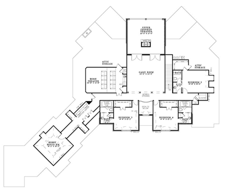 House Plan 61399 with 6 Beds, 7 Baths, 3 Car Garage Second Level Plan