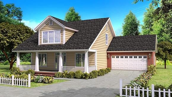 Cape Cod, Country, Traditional House Plan 61400 with 4 Beds, 4 Baths, 2 Car Garage Elevation