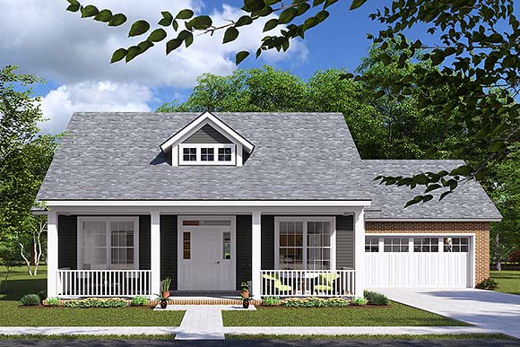 Cape Cod, Country, Southern House Plan 61402 with 3 Beds, 3 Baths, 2 Car Garage Elevation