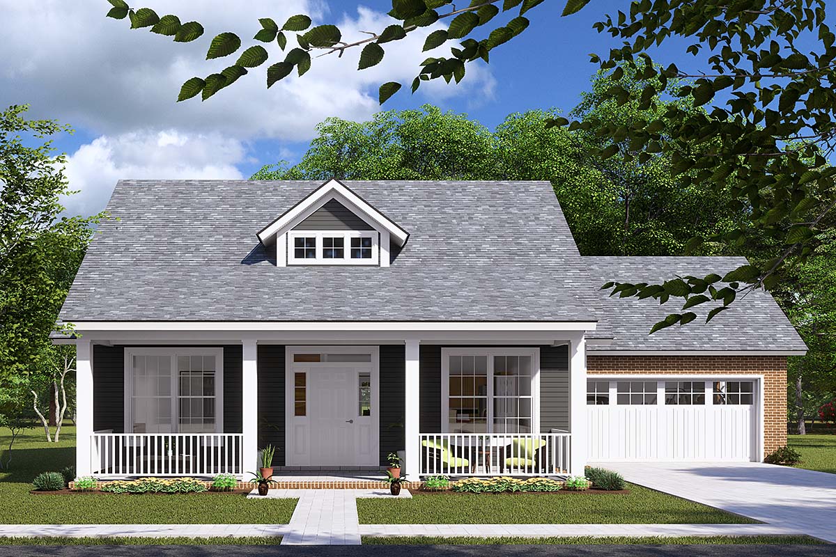 Cape Cod, Country, Southern Plan with 1717 Sq. Ft., 3 Bedrooms, 3 Bathrooms, 2 Car Garage Elevation