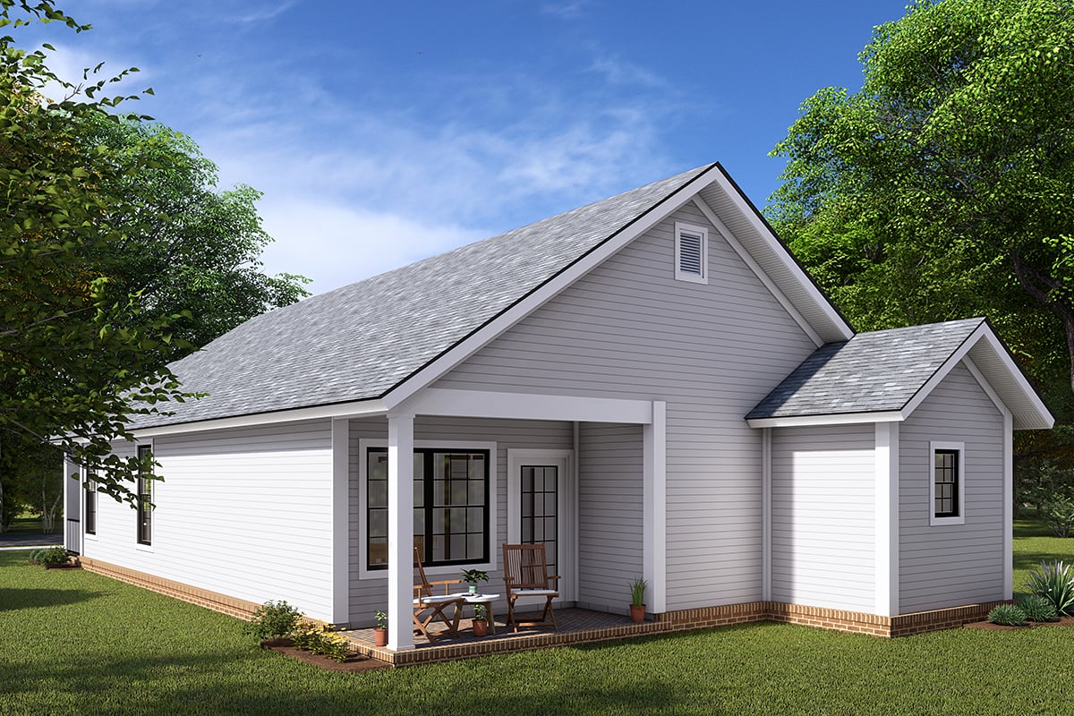 Cottage, Traditional Plan with 1397 Sq. Ft., 3 Bedrooms, 2 Bathrooms Rear Elevation