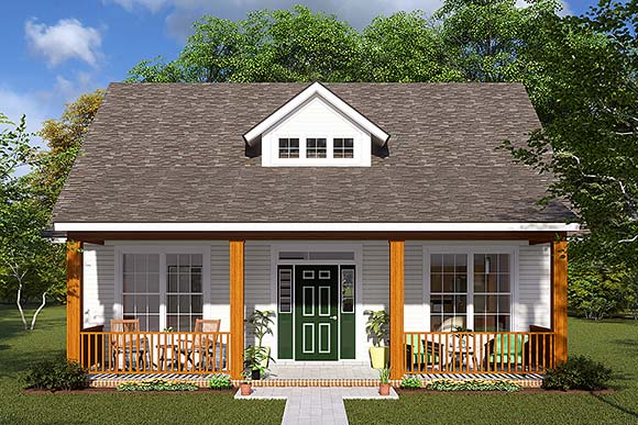 Cabin, Cape Cod, Southern House Plan 61405 with 3 Beds, 3 Baths Elevation