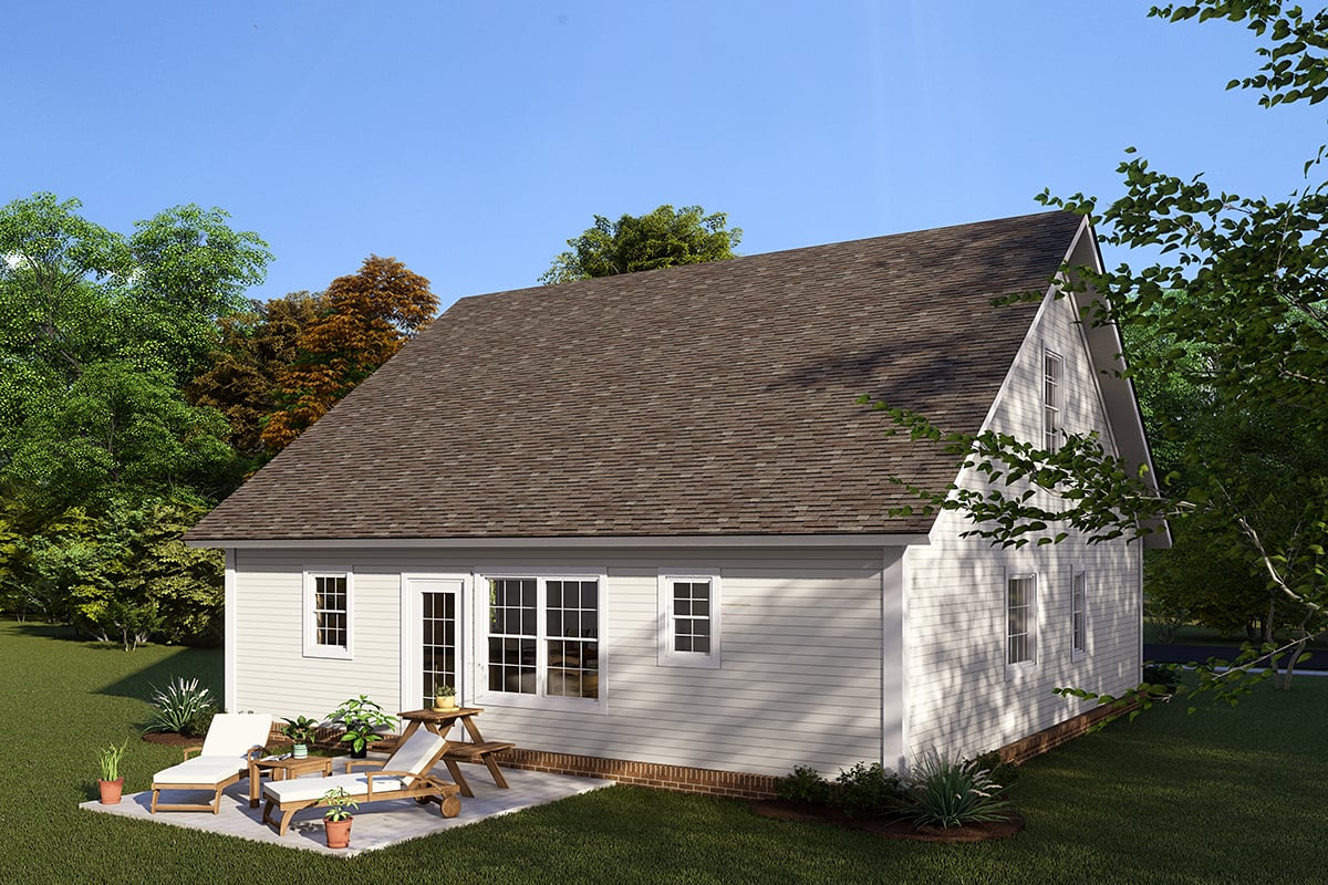 Cabin, Cape Cod, Southern Plan with 1717 Sq. Ft., 3 Bedrooms, 3 Bathrooms Rear Elevation